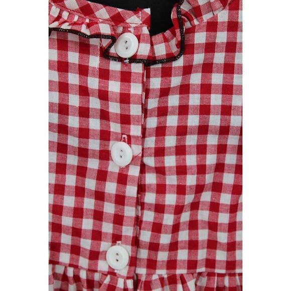 MARIE NICOLE CLOTHING RED/WHITE GINGHAM WATERMELON SMOCKED 3XS DRESS FITS LIKE 2 - Picture 7 of 11